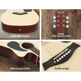 Alpha 41 Inch Acoustic Guitar Equaliser Electric Output Jack Cutaway Wood - Rear View