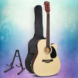 Alpha 41 Inch Acoustic Guitar Equaliser Electric Output Cutaway w/ Stand Wood - Low Angle