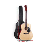 Alpha 41 Inch Acoustic Guitar Wooden Body Steel String Dreadnought Stand Wood - Front View