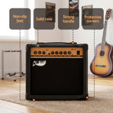 Alpha 20W Guitar Amplifier Portable Practice Amp Overdrive 3-Band EQ Black - 45-Degree Angle