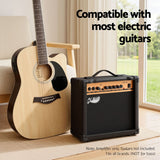 Alpha 20W Guitar Amplifier Portable Practice Amp Overdrive 3-Band EQ Black - Rear View