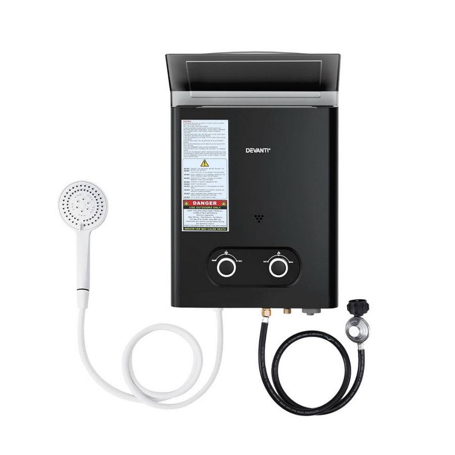 Devanti Portable Gas Water Heater LPG-powered System Black, image 3