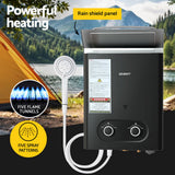 Devanti Portable Gas Water Heater LPG-powered System Black - Top-Down View