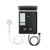 Devanti Portable Gas Water Heater 6L/Min LPG System Black - Side View