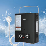 Devanti Portable Gas Water Heater 6L/Min LPG System Black - Close-Up Angle
