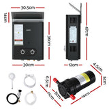 Devanti Portable Gas Water Heater LPG-powered System Black With Pump - Front View