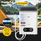 Devanti Portable Gas Water Heater 6LPM Outdoor Camping Shower White - Top-Down View