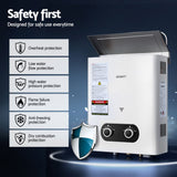 Devanti Portable Gas Water Heater 6LPM Outdoor Camping Shower White - Rear View