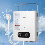 Devanti Portable Gas Water Heater 6LPM Outdoor Camping Shower White - Close-Up Angle