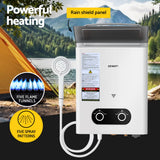 Devanti Portable Gas Water Heater LPG-powered System White With Pump - Top-Down View