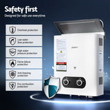 Devanti Portable Gas Water Heater LPG-powered System White With Pump - Rear View