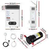 Devanti Portable Gas Water Heater LPG-powered System White With Pump - Front View