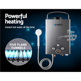 Devanti Portable Gas Water Heater 8L/Min With Pump LPG System Grey - Side View