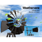 Garden Windmill 160cm Metal Ornaments Outdoor Decor Ornamental Wind Mill - Top-Down View