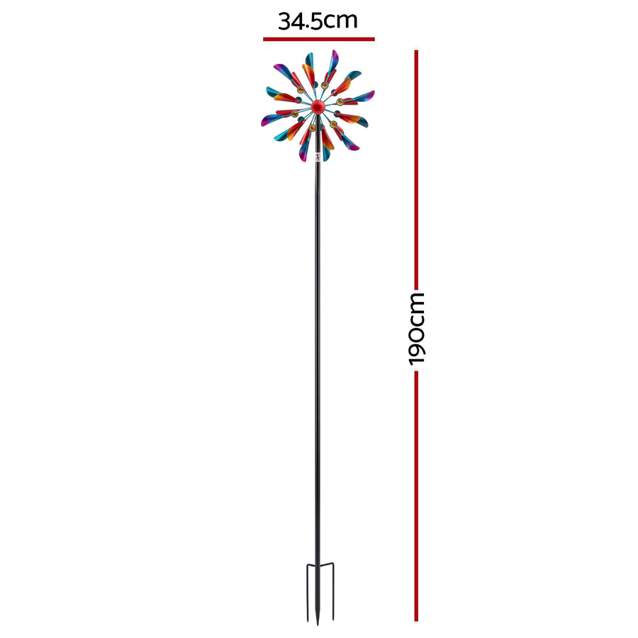 Gardeon Garden Windmill Metal Double Wind Spinner Outdoor Lawn Decor 190cm