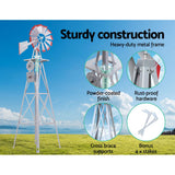 Garden Windmill 8FT 245cm Metal Ornaments Outdoor Decor Ornamental Wind Will - Rear View