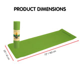 Powertrain TPE Yoga Exercise Mat Home Gym Pilates Fitness 8mm Thick in Green - Front View