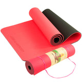 Powertrain TPE Yoga Exercise Mat Home Gym Pilates Fitness 8mm Thick in Red - Top-Down View