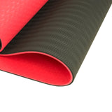 Powertrain TPE Yoga Exercise Mat Home Gym Pilates Fitness 8mm Thick in Red - Front View