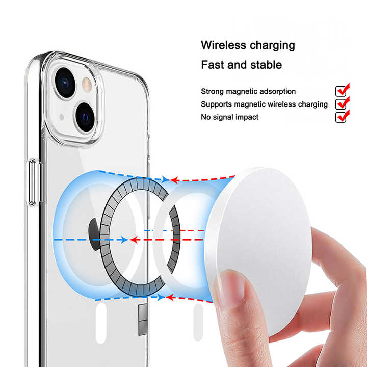 Premium Magnetic Transparent Phone Case for iPhone 16 & 15 Pro Max - Shockproof & Waterproof with Wireless Charging Compatibility