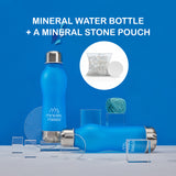 Mineral Water Bottle + a Mineral Stone Pouch - AQUA BLUE - Front View