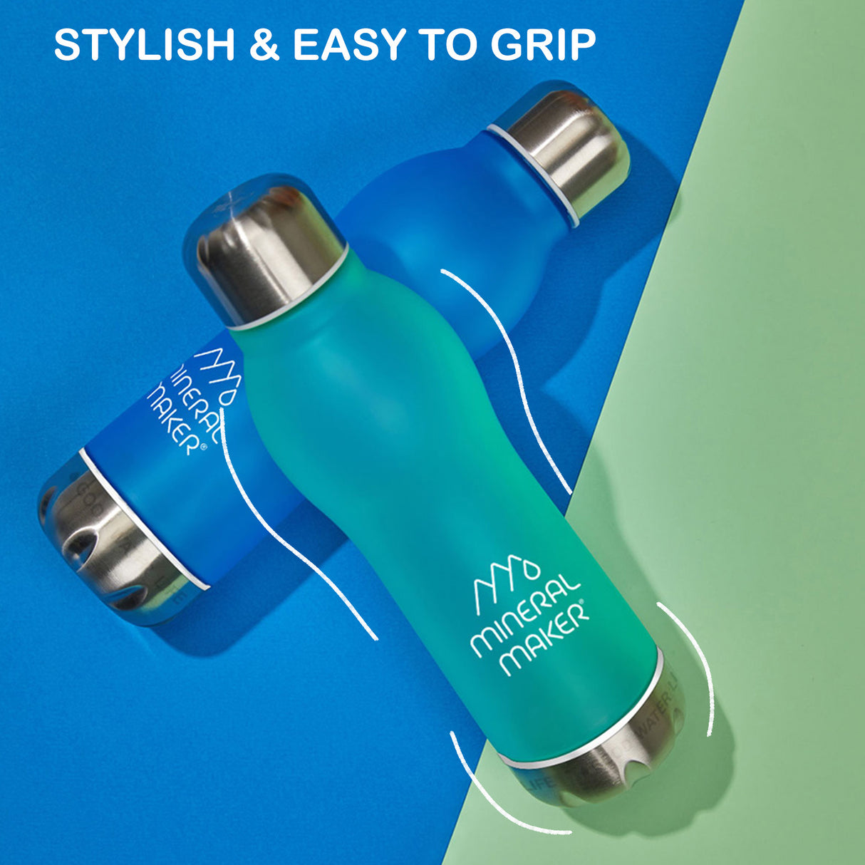 Mineral Water Bottle + a Mineral Stone Pouch - MINT GREEN