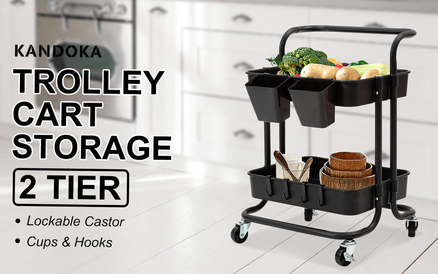 Trolley Cart Storage 2 Tier - BLACK