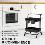 Trolley Cart Storage 2 Tier - BLACK