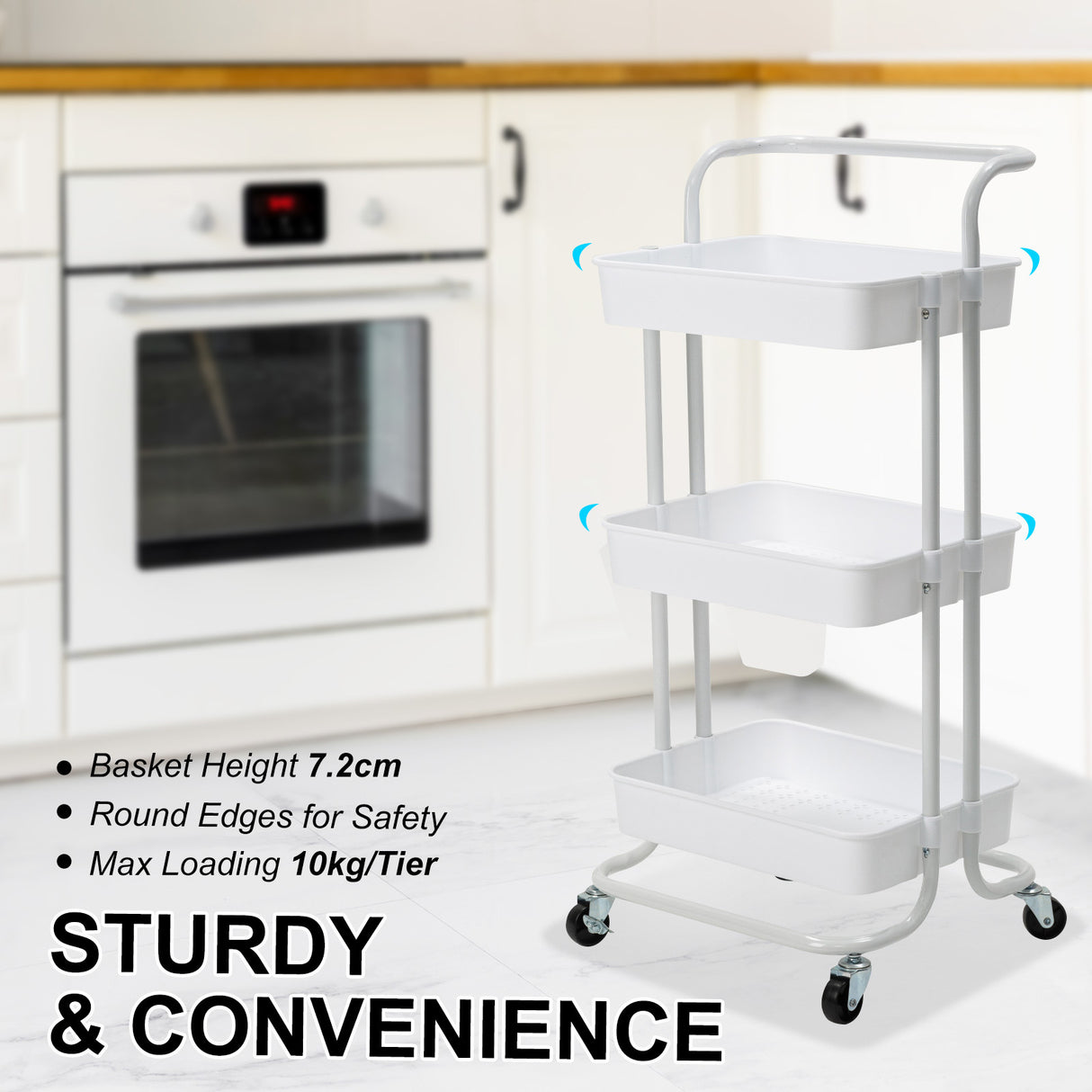 Trolley Cart Storage 2 Tier - WHITE