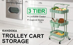 Trolley Cart Storage 3 Tier - GREEN