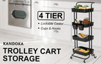 Trolley Cart Storage 4 Tier - BLACK