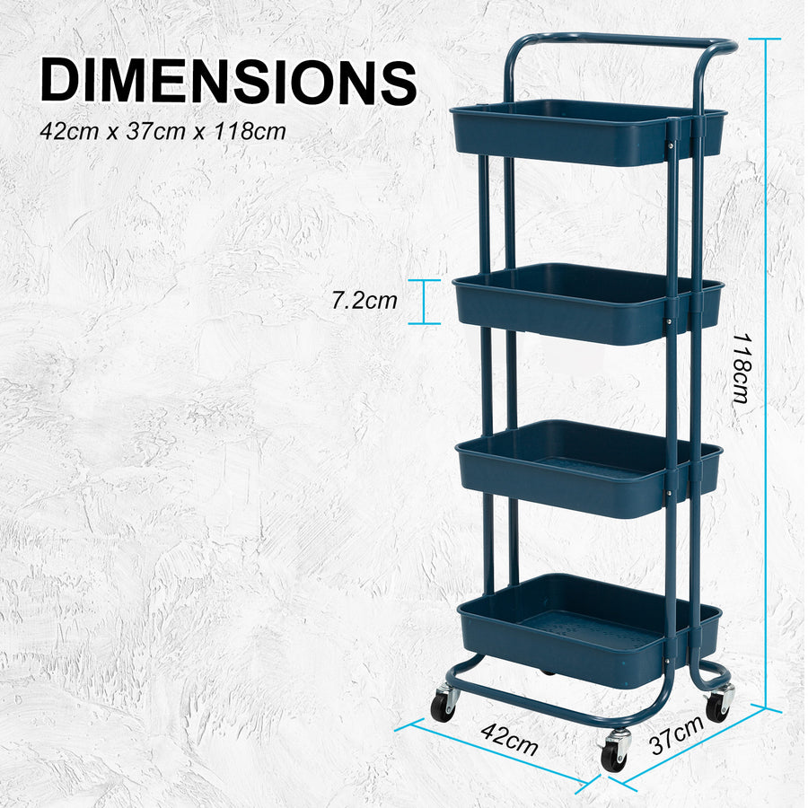 Trolley Cart Storage 4 Tier - BLUE