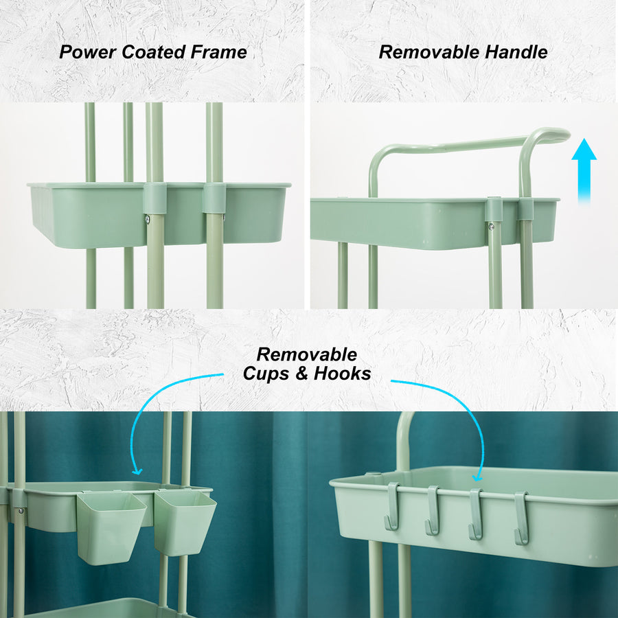 Trolley Cart Storage 4 Tier - GREEN