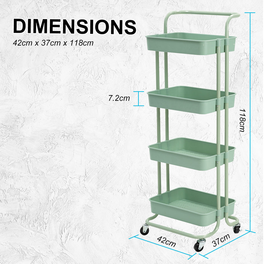 Trolley Cart Storage 4 Tier - GREEN