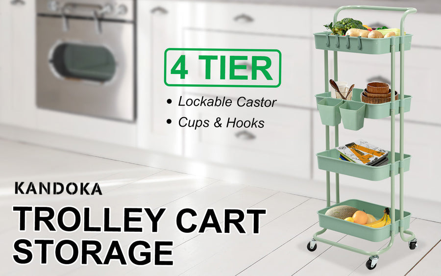 Trolley Cart Storage 4 Tier - GREEN