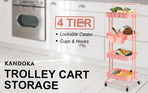 Trolley Cart Storage 4 Tier - PINK
