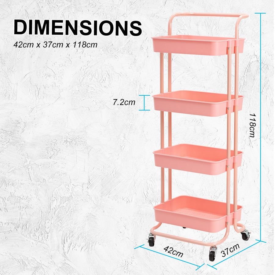 Trolley Cart Storage 4 Tier - PINK