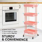 Trolley Cart Storage 4 Tier - PINK