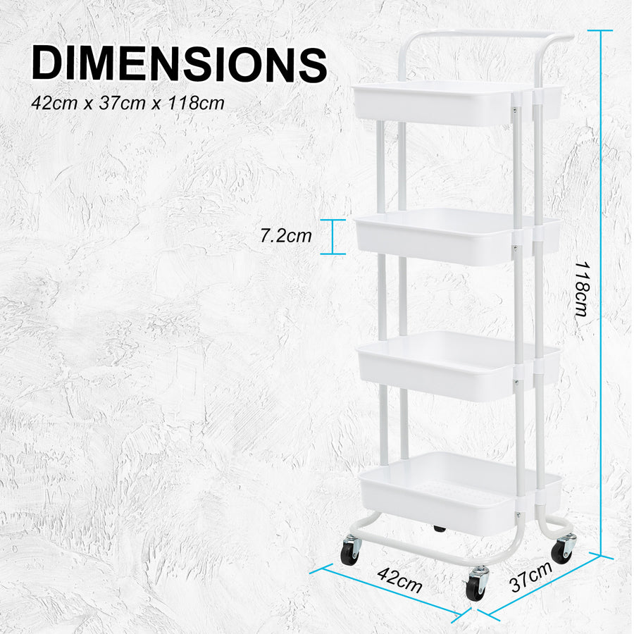 Trolley Cart Storage 4 Tier - WHITE