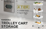 Trolley Cart Storage 4 Tier - WHITE