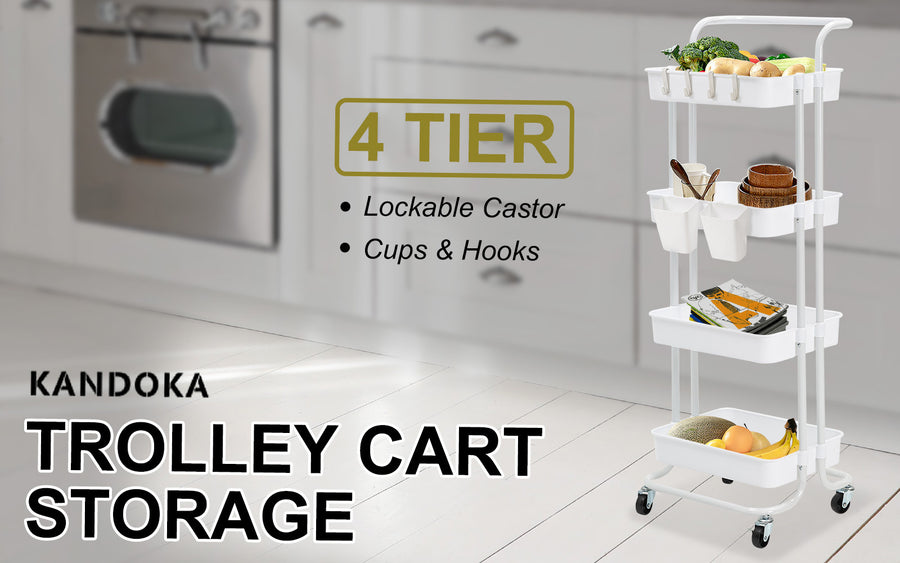 Trolley Cart Storage 4 Tier - WHITE