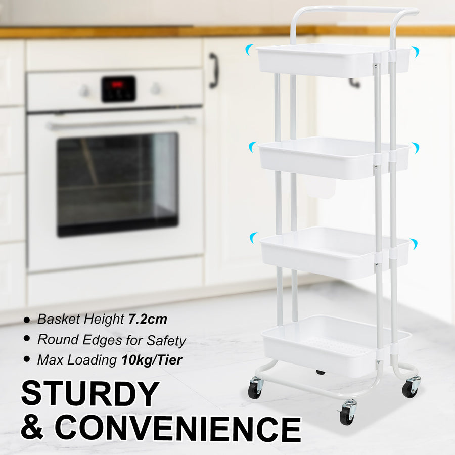Trolley Cart Storage 4 Tier - WHITE