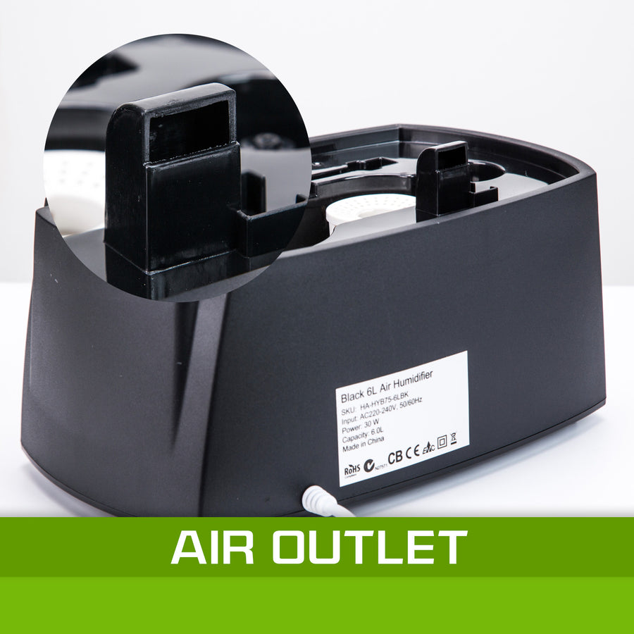 6L Air Humidifier Ultrasonic Cool - BLACK