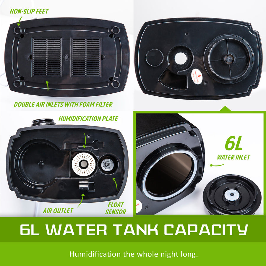 6L Air Humidifier Ultrasonic Cool - BLACK