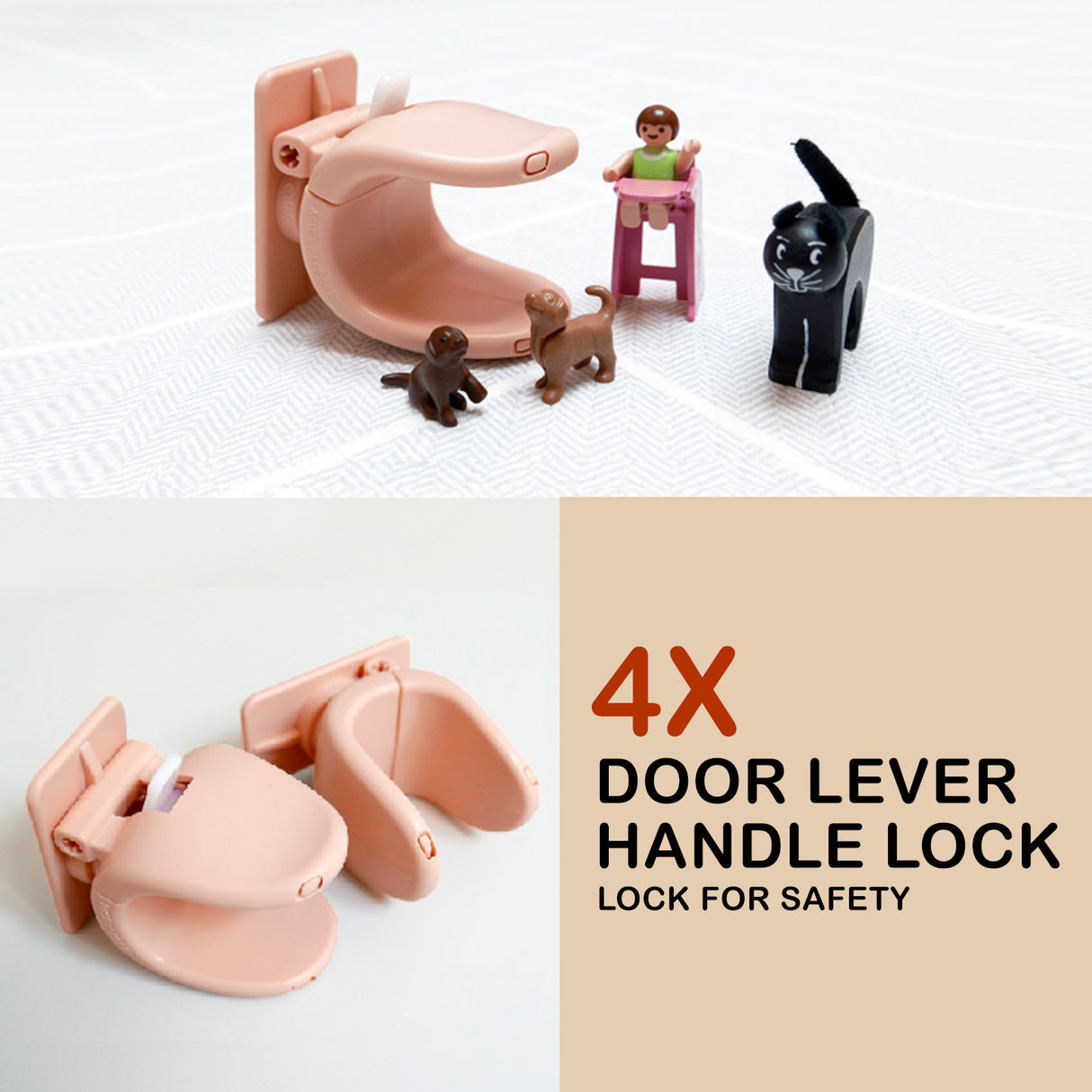 4X Door Lever Handle Lock - PINK