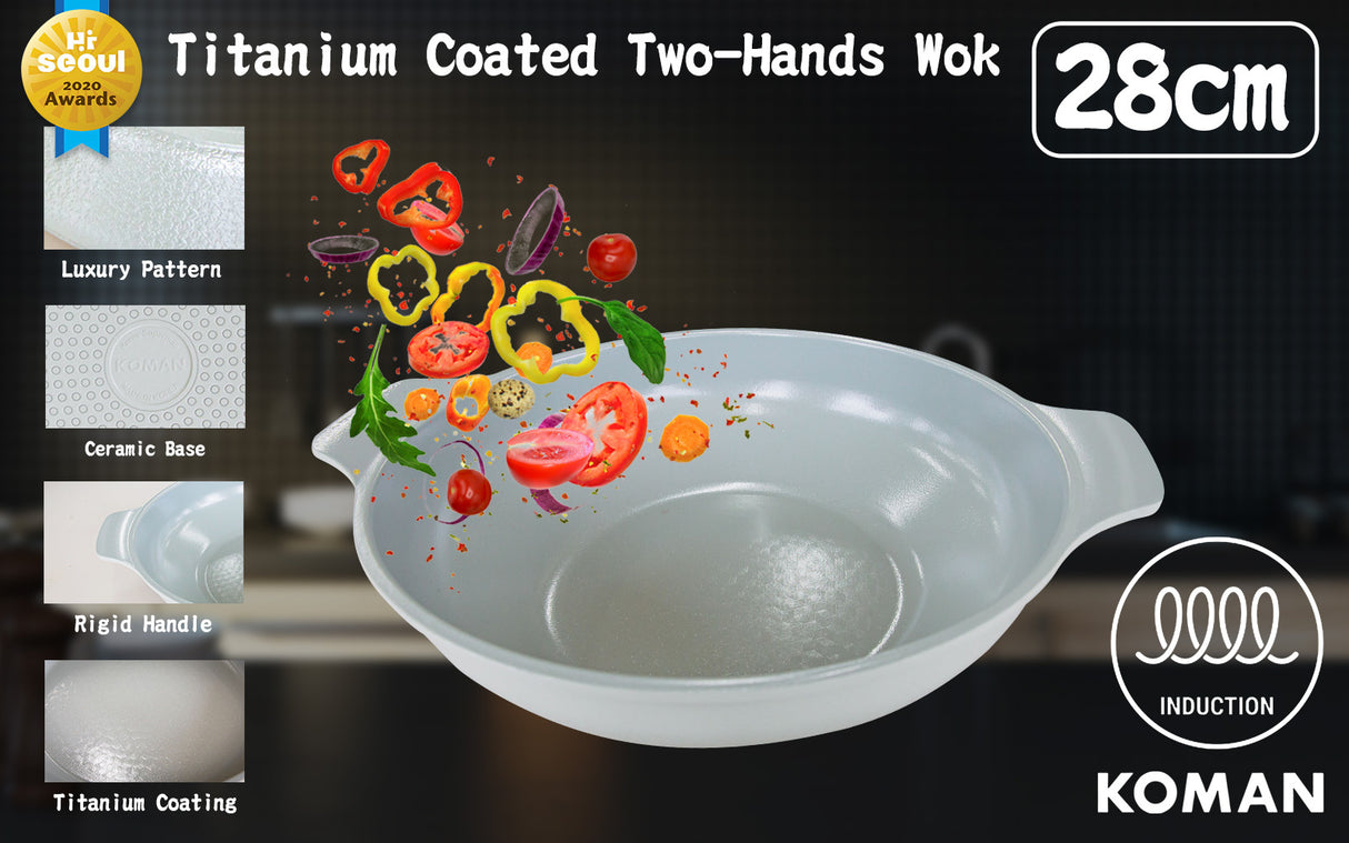 KOMAN 28cm Two Hands IH Wok - GREY