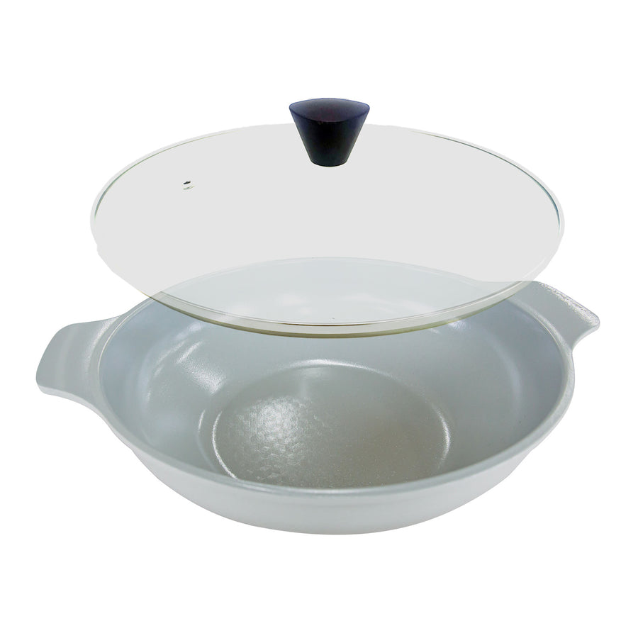 KOMAN 28cm Two Hands IH Wok + Glass Lid - GREY