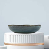 3 Pieces Reactive Glazed Ceramic Organic Fine Dinner Set with Plate and Bowl - Earthy Aqua - Extra Image