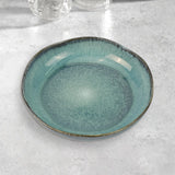 3 Pieces Reactive Glazed Ceramic Organic Fine Dinner Set with Plate and Bowl - Earthy Aqua - Extra Image