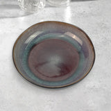3 Pieces Reactive Glazed Ceramic Organic Fine Dinner Set with Plate and Bowl - Blue Brown